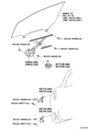 Rear Door Window Regulator 69802-21010 for Toyota RACTIS