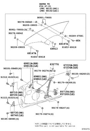 Front Left Window Glass Bracket 69802-24060 for Lexus RC F
