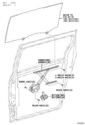 Left Rear Window Regulator Bracket 69804-08020 for Toyota Sienna