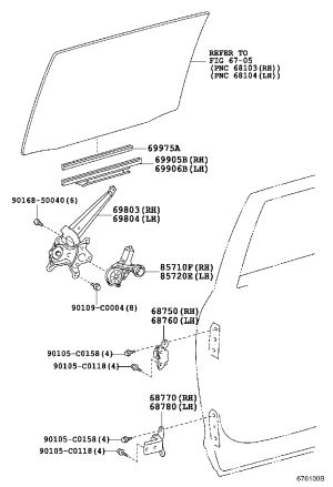 Rear Window Glass Lift Bracket 69803-0E010 for Toyota Highlander