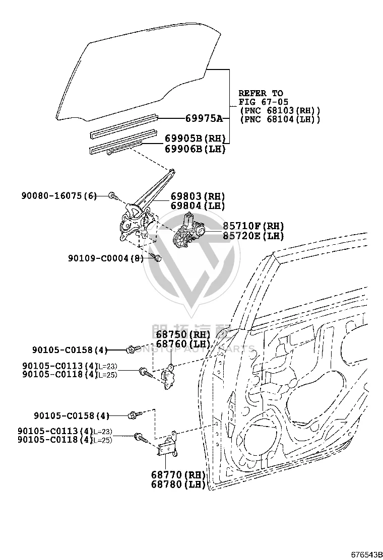 Rear Window Glass Lift Bracket 69803-0P010 for Toyota Reiz
