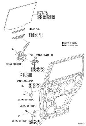 Rear Right Door Glass Run Sub-Assembly 69905-52050 for Toyota 4RUNNER