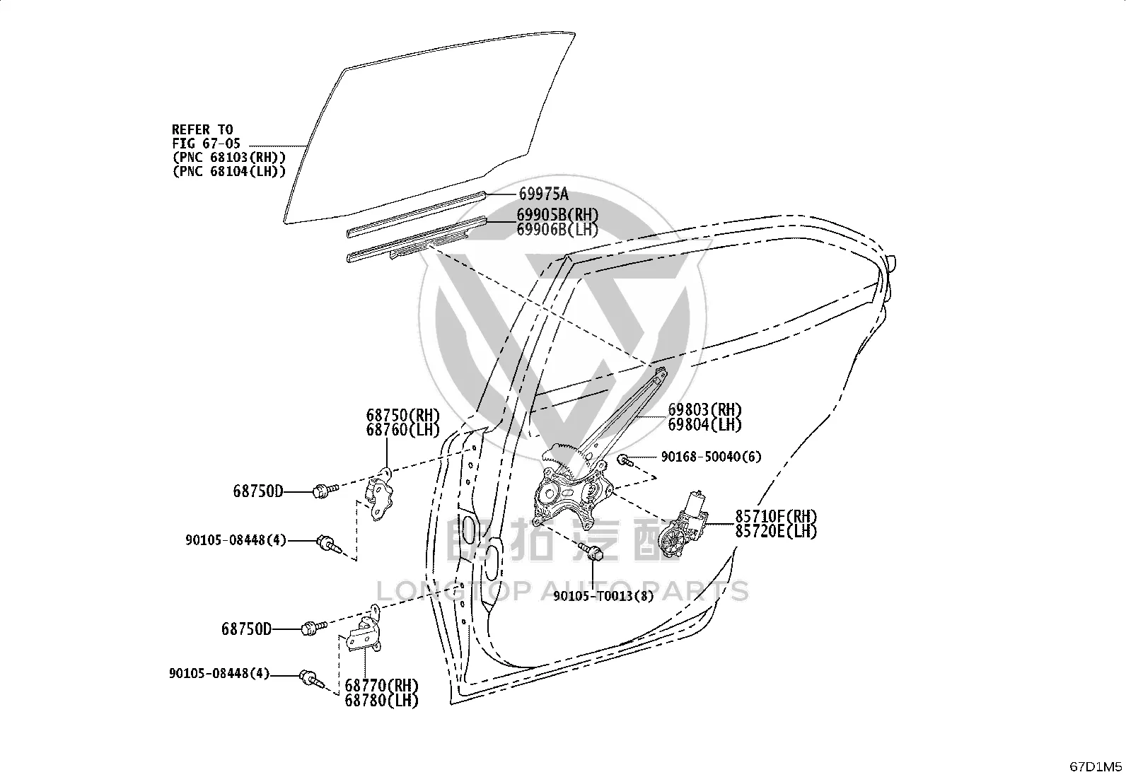 Left Rear Window Regulator Bracket 69804-0K110 for Toyota Camry