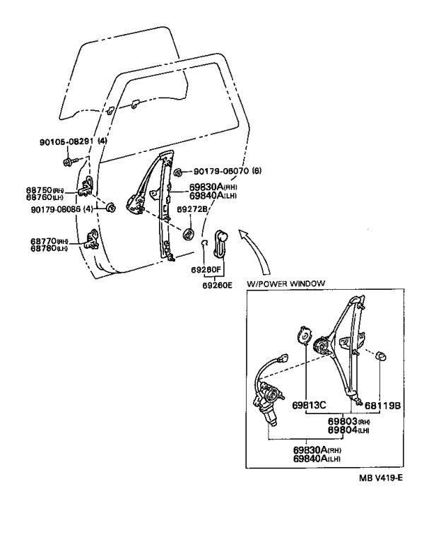 Rear Right Door Window Regulator 69830-32090 for Toyota Camry