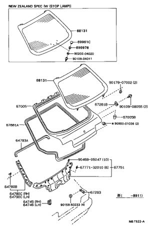 Rear Door Glass Rail Spacer 69997-24010 for Toyota CORONA