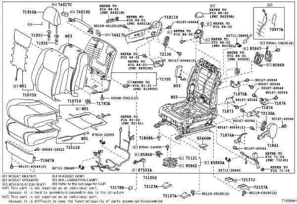 Passenger Seat Back Panel 71705-0N080 for Toyota Crown