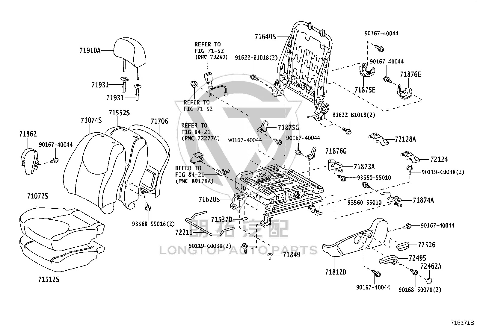 Driver’s Seat Back Mask 71074-0R060 for Toyota RAV4
