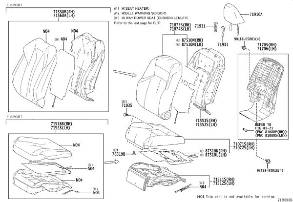 Rear Seat Headrest Guide 71930-47050-E2 for Lexus ES350
