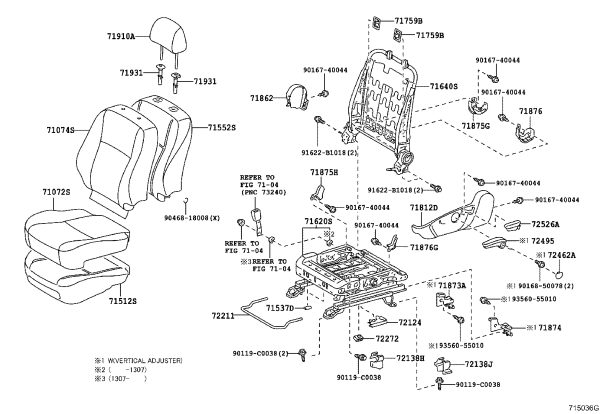 Front passenger seat headrest 71910-02A80 for Toyota Corolla