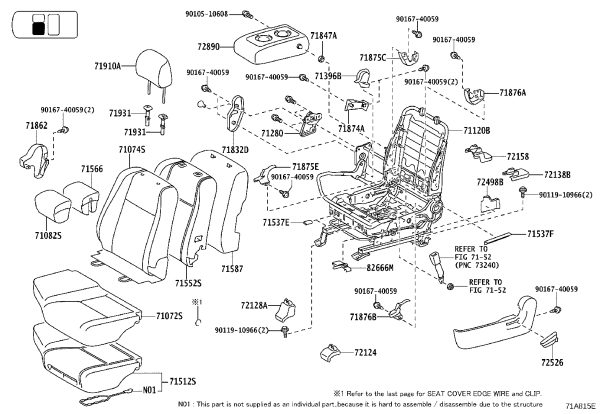 Front Left Seat Outer Rail Bracket Cover 72124-60100 for Toyota Land Cruiser Prado