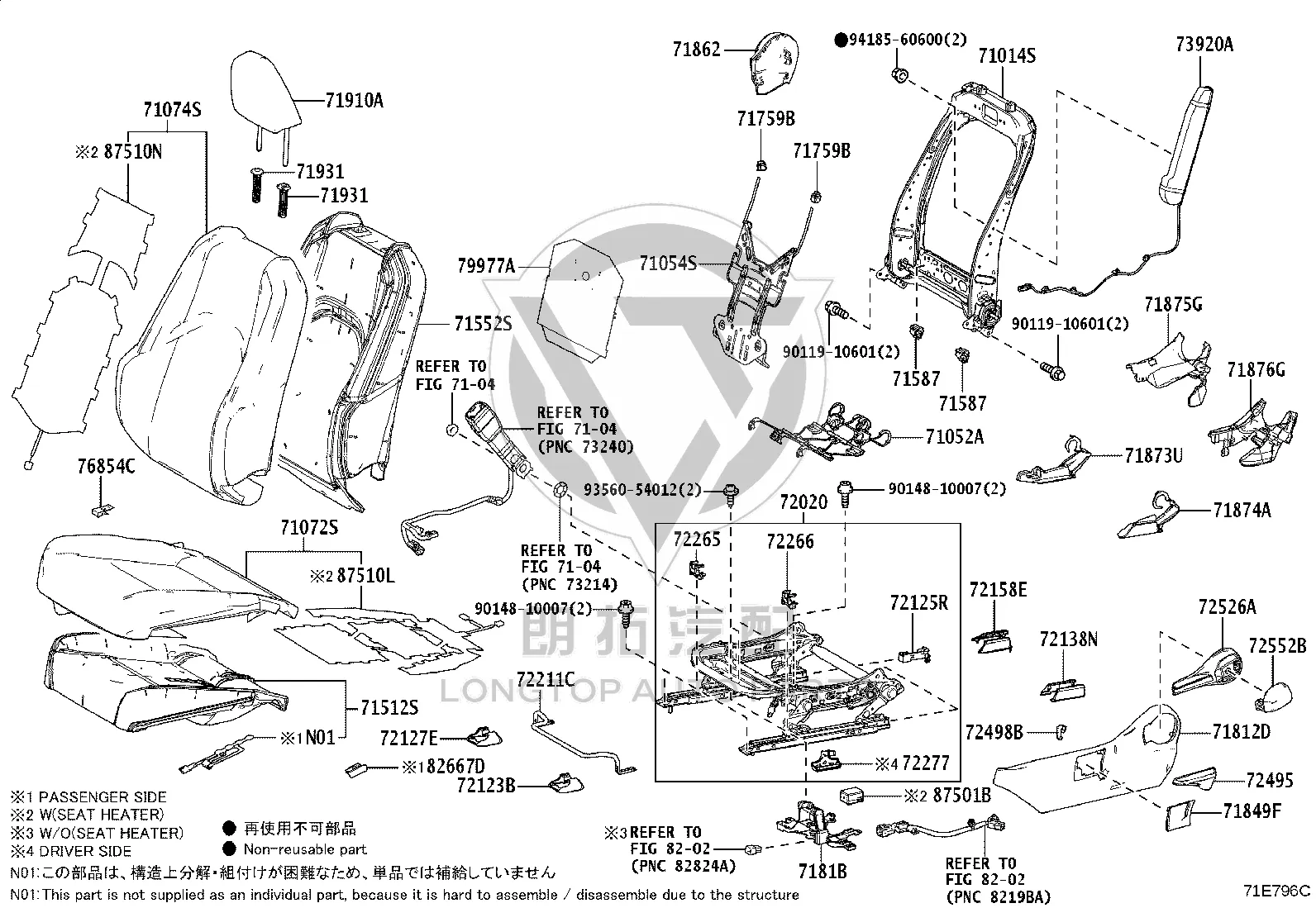 Driver’s Seat Side Trim Panel 71812-76100 for Lexus RZ450E