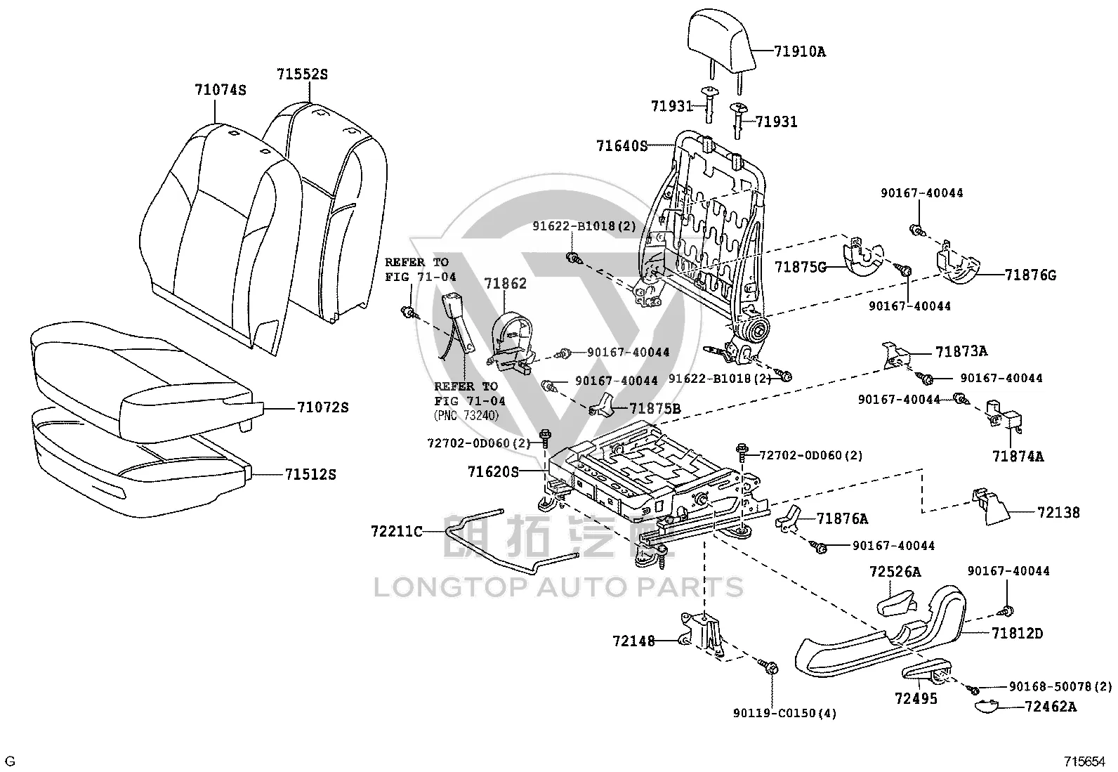 Rear Seat Headrest Support 71930-47010 for Toyota Auris