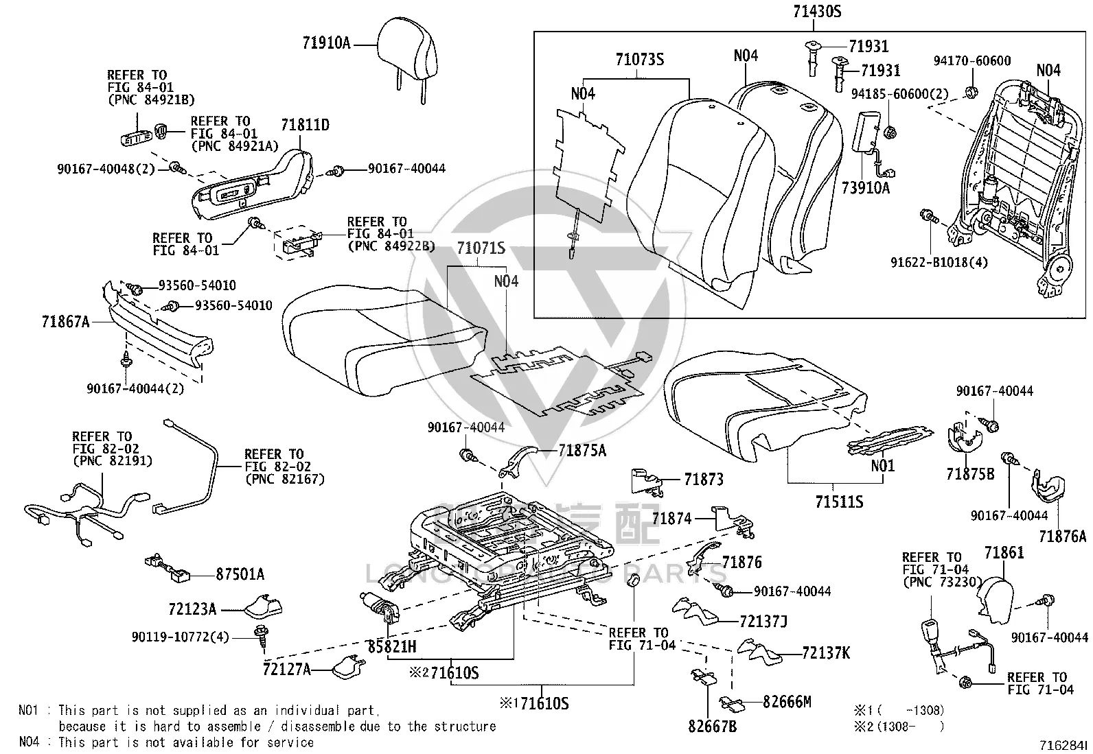 Rear Seat Headrest Bracket 71931-02120 for Toyota Highlander