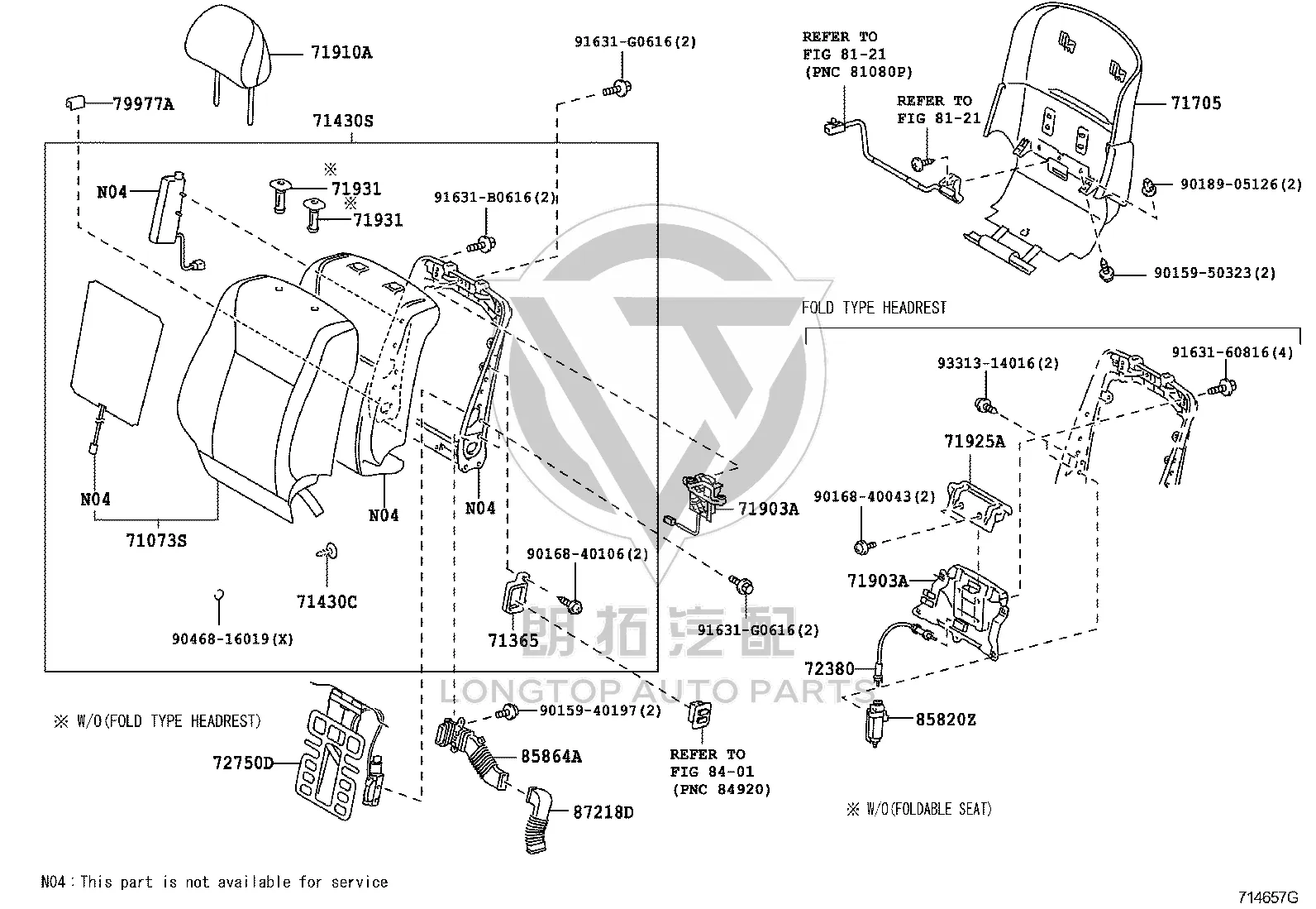 Front seat head restraint guide sleeve 71931-50060 for Lexus LS460