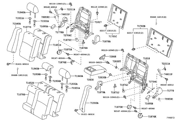 Rear Seat Headrest Bracket 71956-47010 for Toyota Corolla
