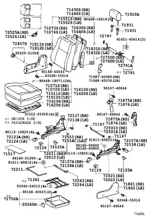 Front Left Inner Seat Adjuster Sub-Assembly 72022-60012 for Toyota Land Cruiser