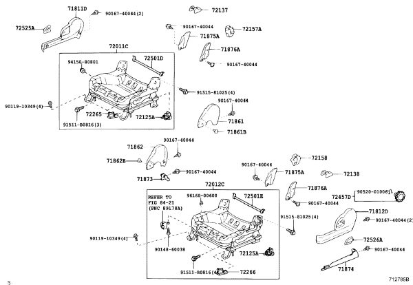 1 Seat Track Locking Plate Cover 72125-13040 for Toyota XA