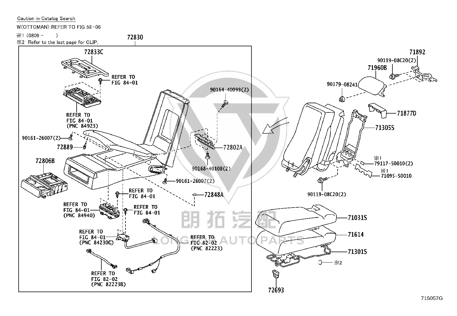 Rear Seat Center Armrest Box 72830-50E80 for Lexus LS460