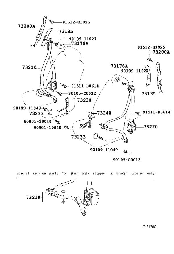 Front Passenger Seat Belt 73210-YK010 for Toyota Corolla