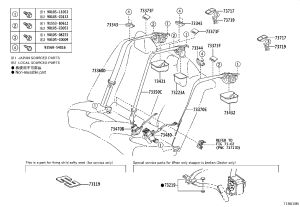 Rear seat belt (right) 73360-06411C0 for Toyota Camry