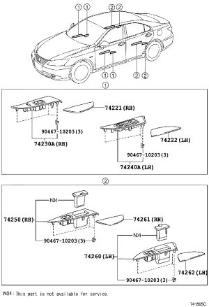 Front Door Armrest Decorative Panel 74221-33080 for Lexus ES350