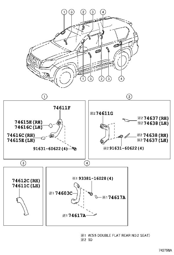 Front Door Armrest Trim 74222-60171 for Toyota Land Cruiser Prado