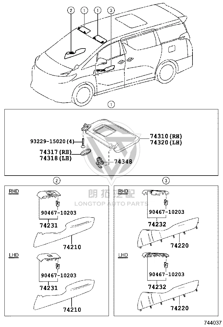 Sun Visor Left 74320-58100 for Toyota Alphard