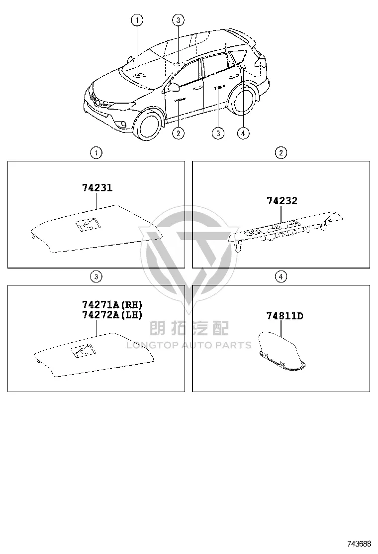 Rear Door Glass Lift Switch Decorative Panel 74271-0R040 for Toyota RAV4