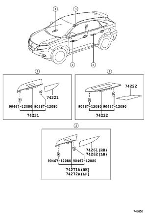 Front Door Window Switch Trim Panel 74232-48080-C2 for Lexus RX270