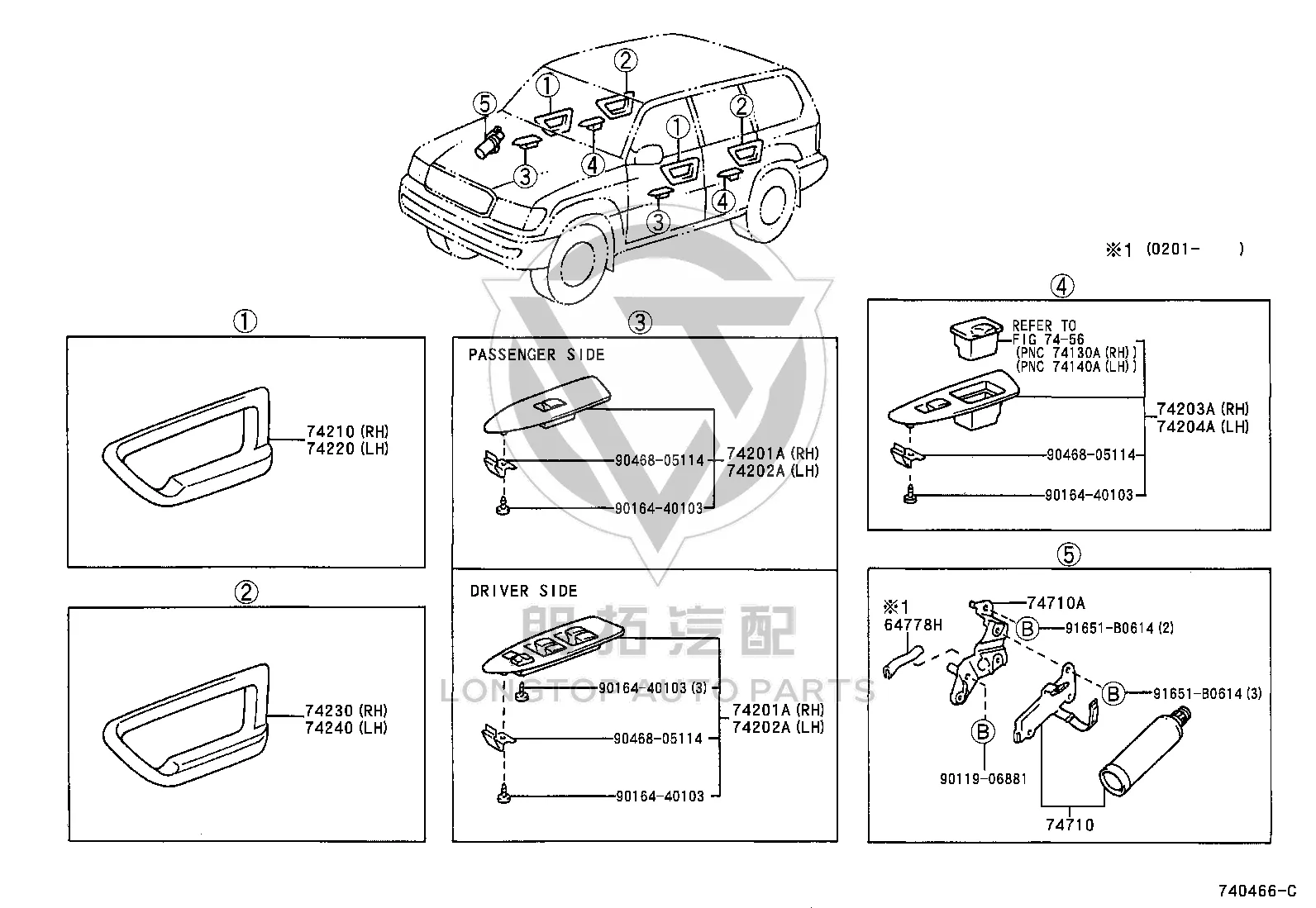 Left Front Door Armrest Seat Upper Panel Sub-Assembly 74232-60311 for Toyota Land Cruiser