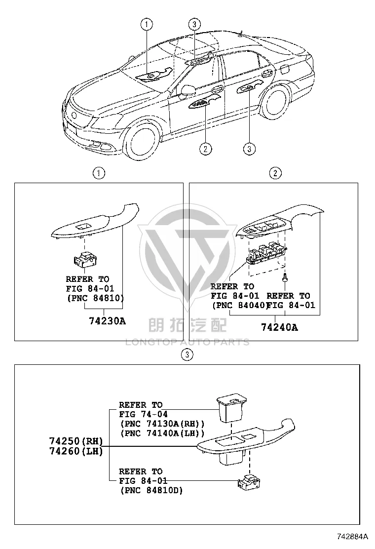 Rear Left Door Armrest 74260-0N030E2 for Toyota Crown