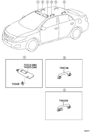 Sun Visor (right) 74310-02D30E0 for Toyota Corolla