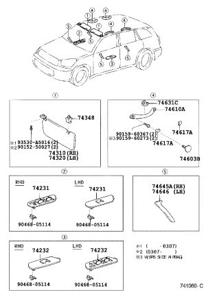 Sun Visor (right) 74310-42270-B0 for Toyota RAV4