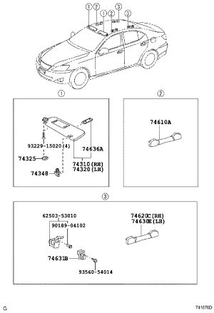 Sun Visor (right) 74310-53190B0 for Lexus IS250