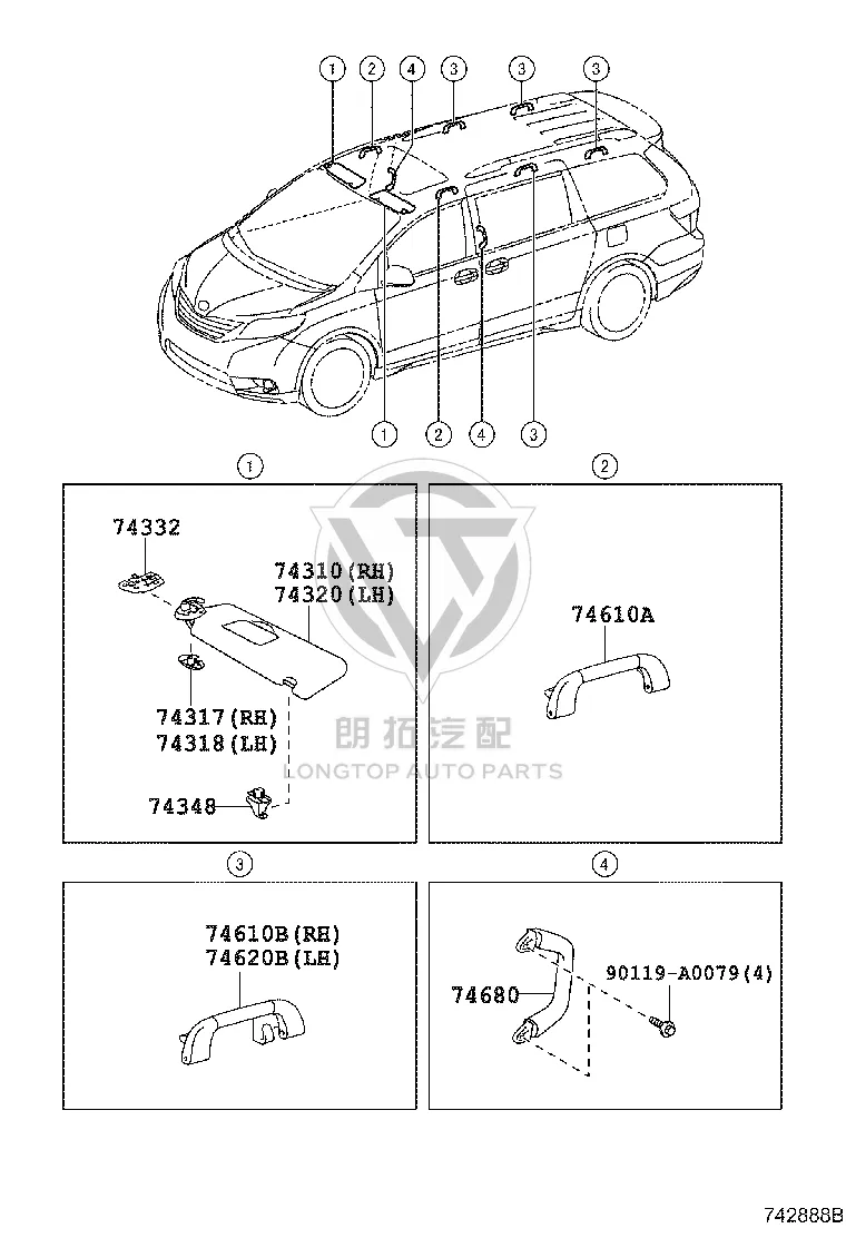 Sunshade (Left) 74320-08042-E0 for Toyota Sienna
