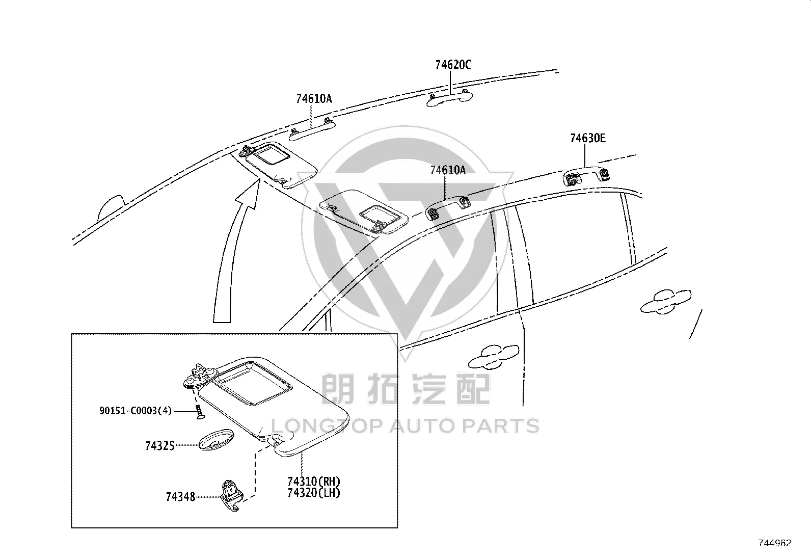 Sun Visor (Left) 74320-0A090 for Toyota FRONT LANDER