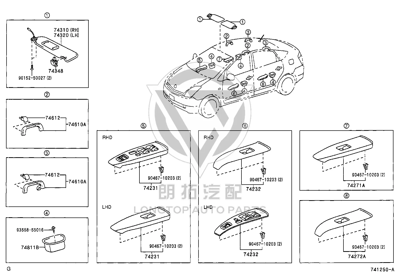 Left Sun Visor 74320-47102 for Toyota Prius