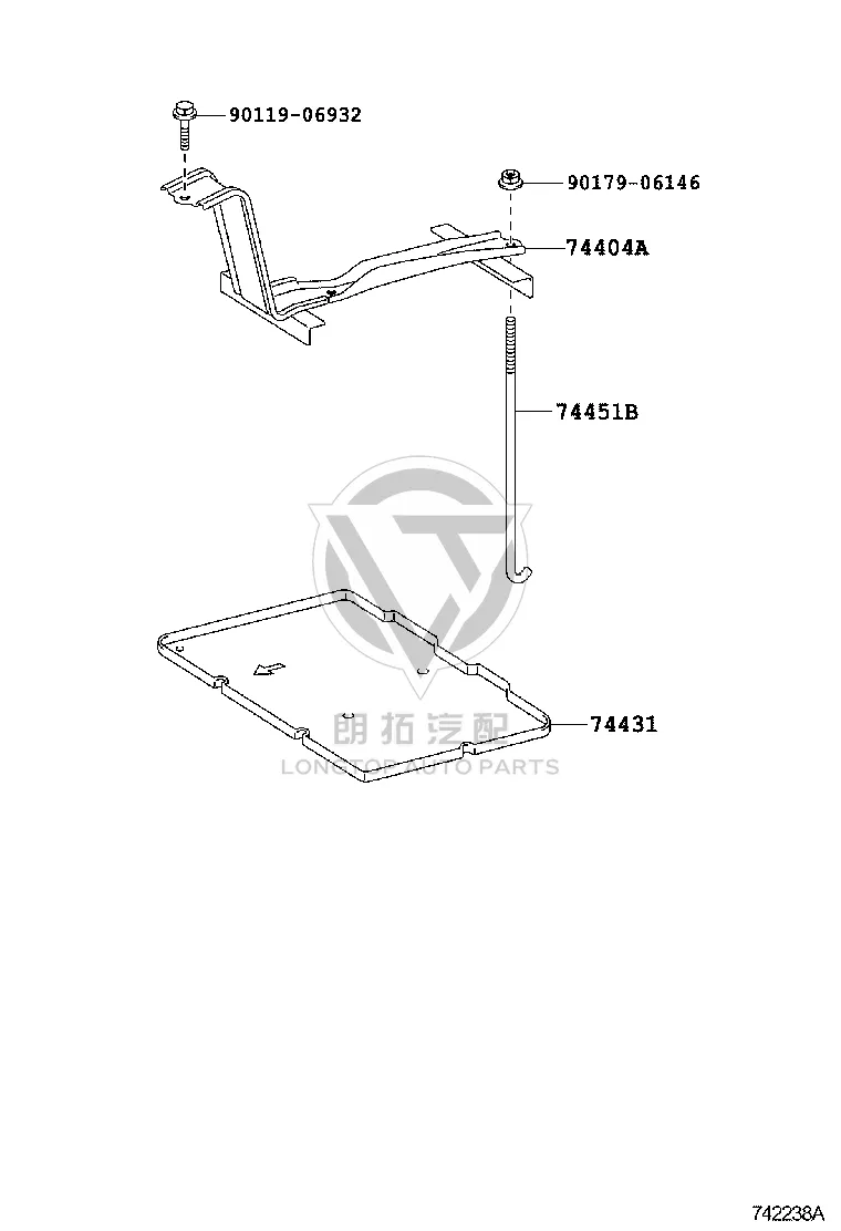 Battery Tie Down 74404-48091 for Toyota Highlander