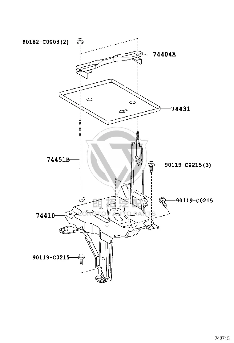 Battery Tray Pad 74431-0D230 for Toyota Yaris