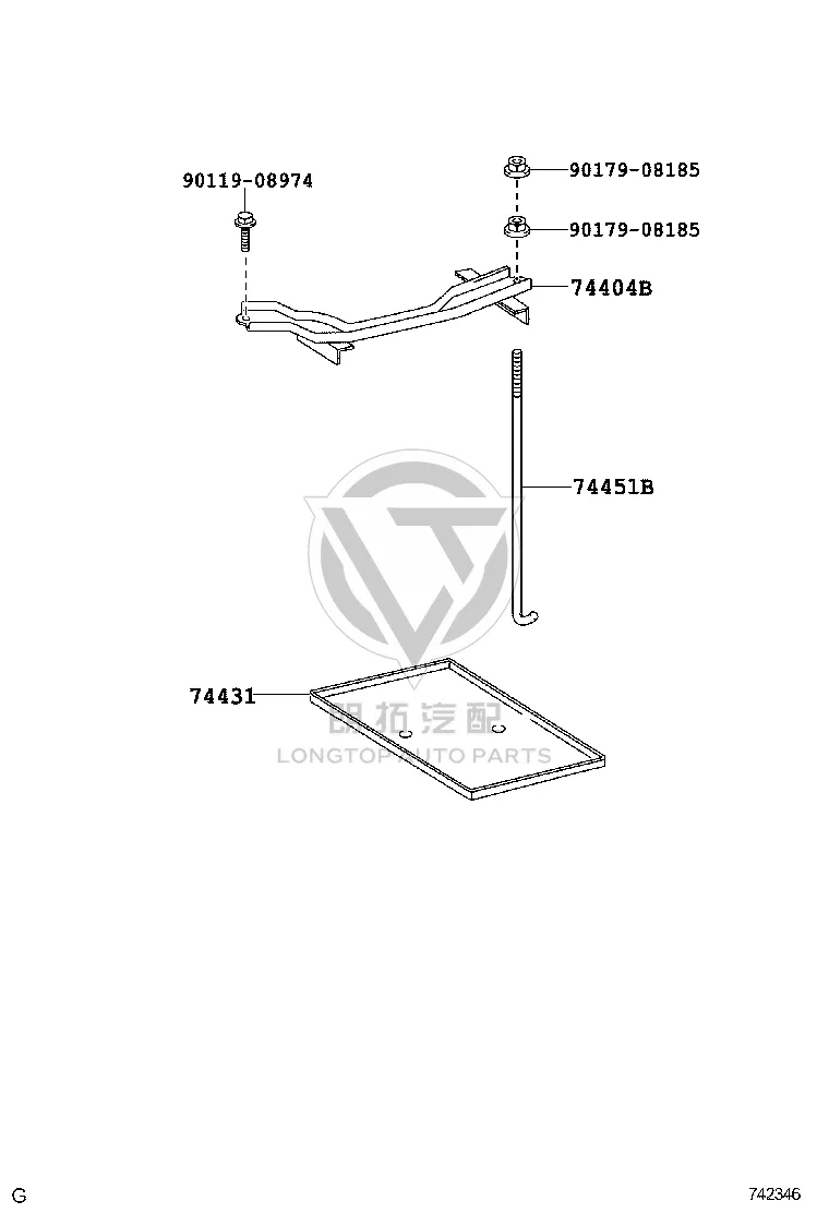 Battery Hold Down Rod 74451-60080 for Toyota Land Cruiser