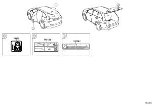 Tab-Back Door Warning Label 745280-R020 for Toyota FRONT LANDER