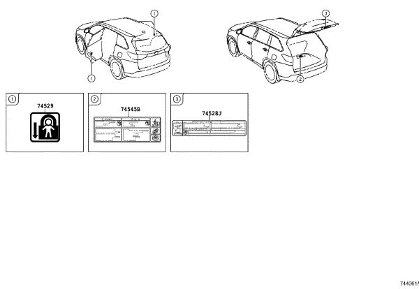 Tab-Back Door Warning Label 745280-R020 for Toyota FRONT LANDER