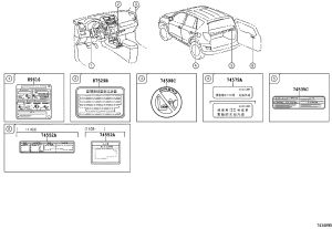 Safety warning label 74552-0R010 for Toyota RAV4
