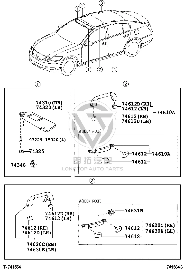 Rear Right Roof Assist Grip 74610-30310-A1 for Lexus GS30
