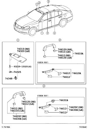 Rear Right Roof Assist Grip 74610-30310-A1 for Lexus GS30