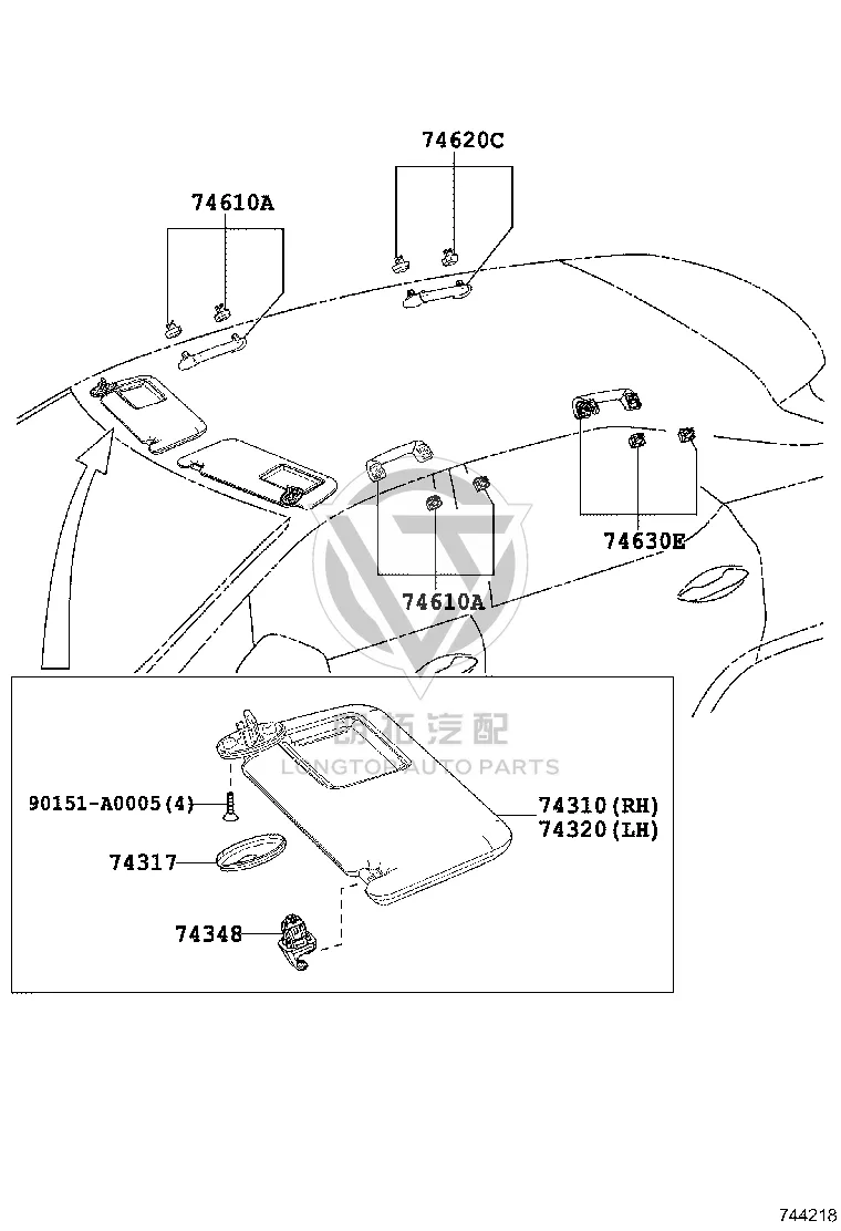 Roof Handrail Left Rear 74610-48090 for Lexus RX