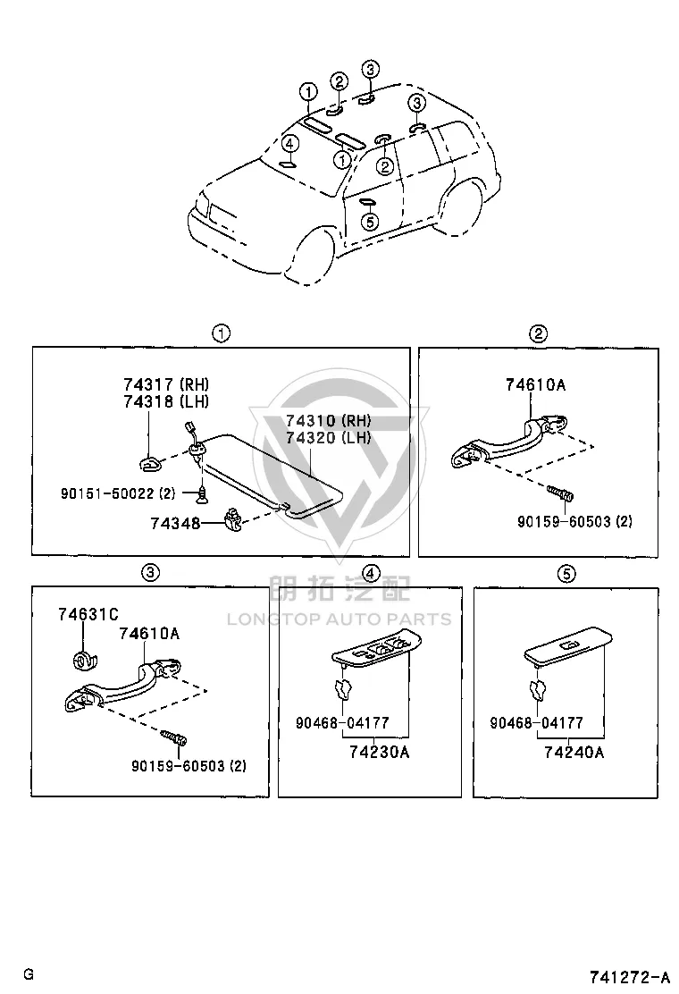 Roof Handle Rear Left 74611-48010 for Toyota Land Cruiser Prado