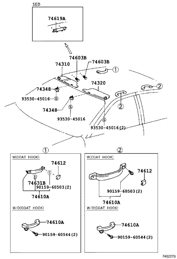 Auxiliary Handle Cover 74612-22050B7 for Toyota Corolla