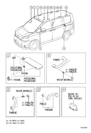 Auxiliary Pull Handle Plug 74617-44010 for Toyota NOAH