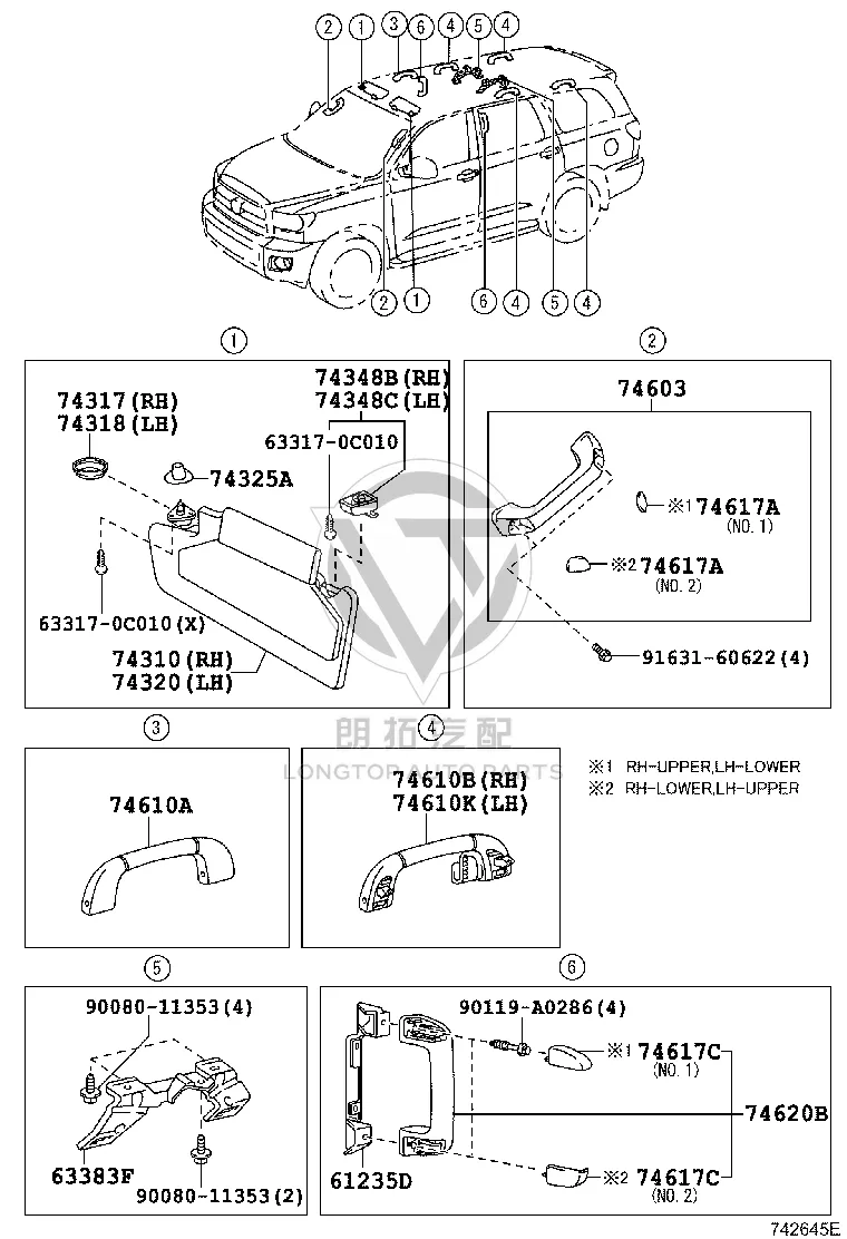 Roof Assist Grip 74620-0C020 for Toyota Sequoia